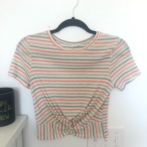 Tied striped crop top